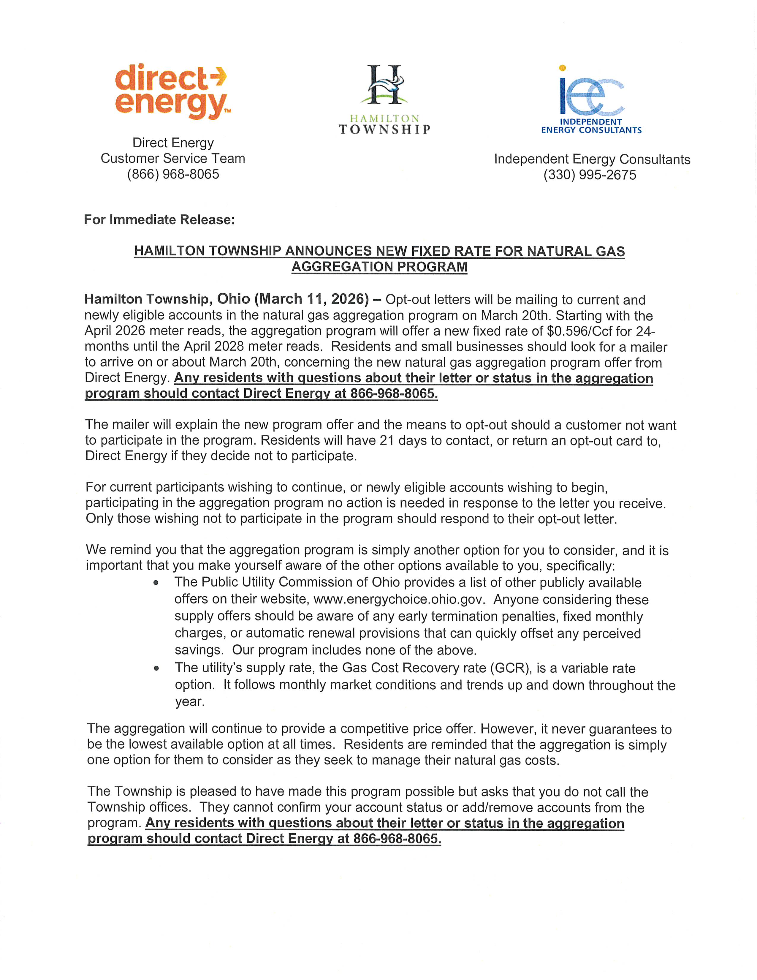 Natural Gas Agreement 